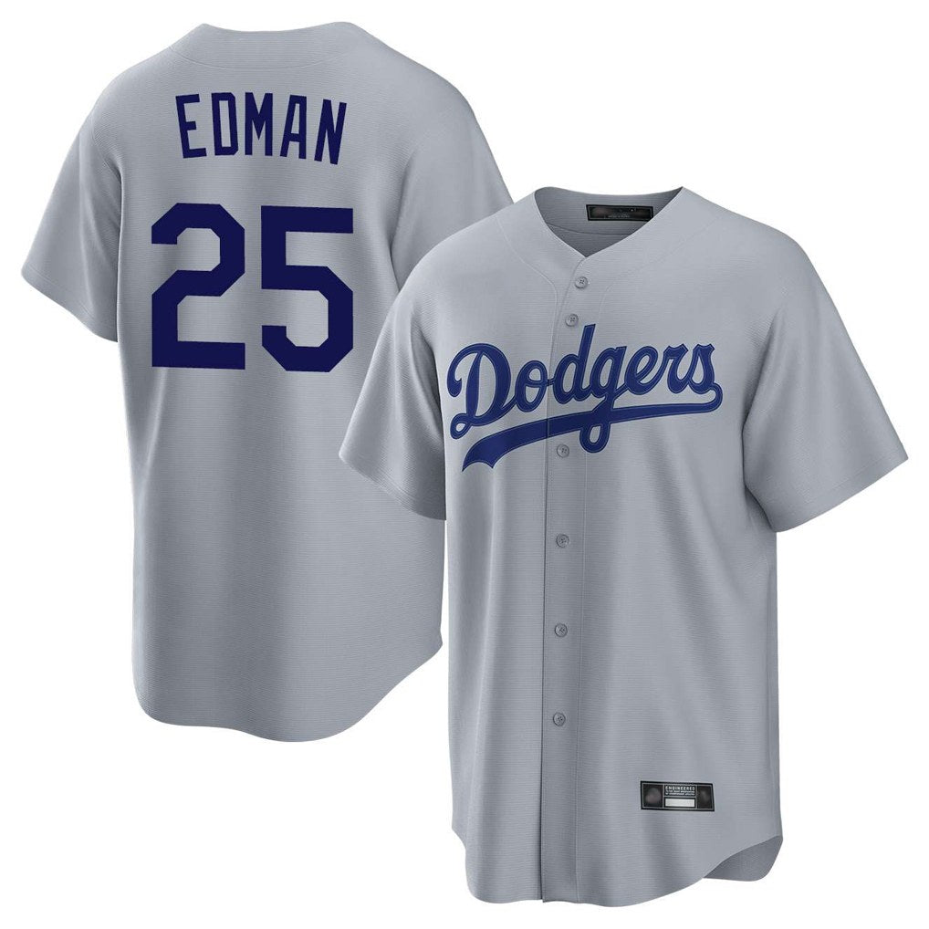 Los Angeles Dodgers #25 Tommy Edman Player Gray REYNOLDS Game Stitched Jerseys