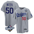 Los Angeles Dodgers #50 Mookie Betts Player Gray REYNOLDS World Series Game Home Stitched Jerseys