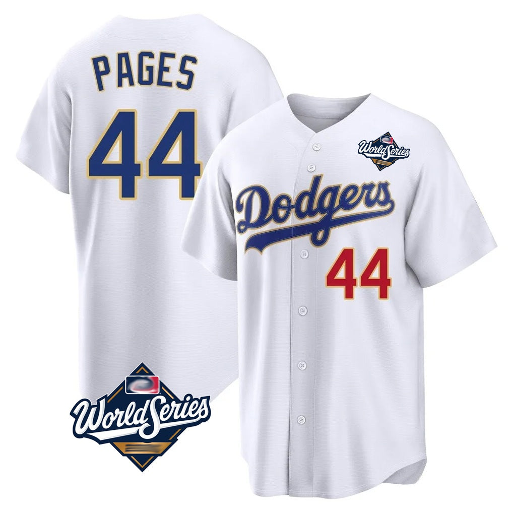 Los Angeles Dodgers #44 Andy Pages Player Gold White REYNOLDS World Series 2026 Collection Stadium Limited Stitched Jerseys