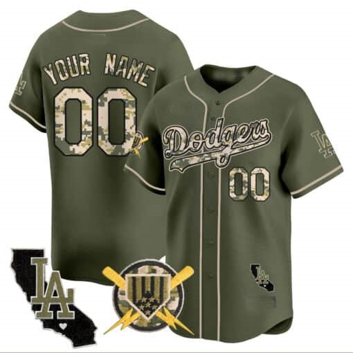 Custom Los Angeles Dodgers Armed Forces Day Vapor Premier Limited Jersey ¨C Green REYNOLDS