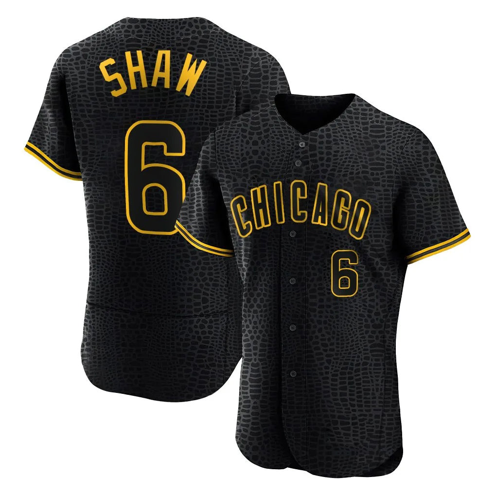 Chicago Cubs #6 Matt Shaw Player Black REYNOLDS Snake Skin City Limited Elite Home Game Stitched Jerseys