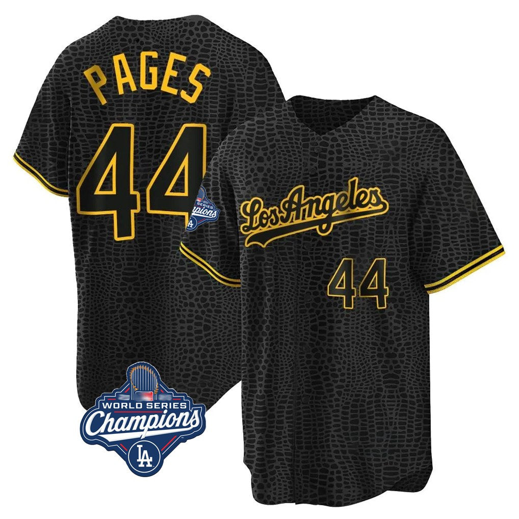 Los Angeles Dodgers #44 Andy Pages Player Black Gold REYNOLDS World Series Meet Limited Home Stitched Jerseys
