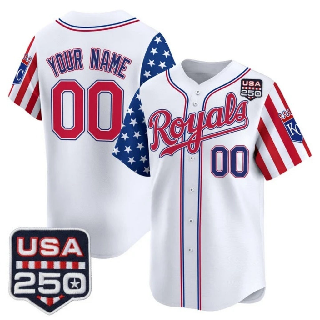 Custom Kansas City Royals America 250 Edition Vapor Premier Limited White REYNOLDS Stitched Jerseys
