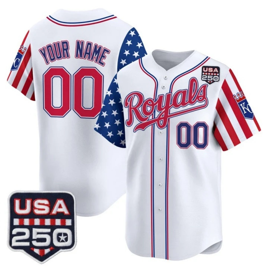 Custom Kansas City Royals America 250 Edition Vapor Premier Limited White REYNOLDS Stitched Jerseys