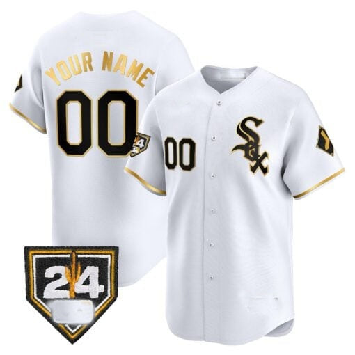 Custom Chicago White Sox 2024 Spring Training Patch Vapor Premier Limited  Jersey ¨C White Gold REYNOLDS