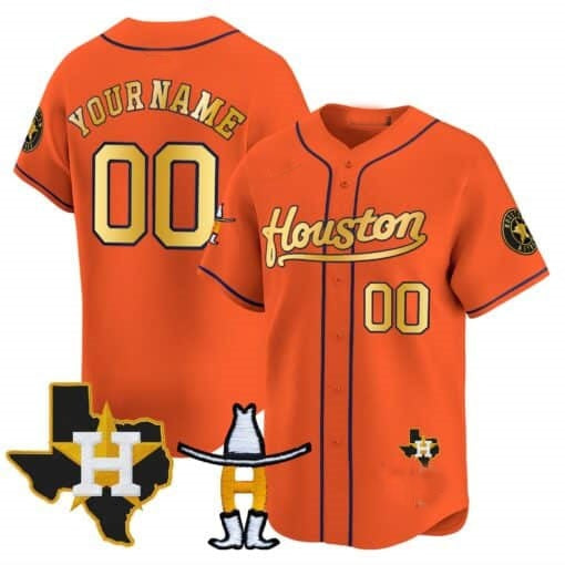 Custom Houston Astros Houston Rodeo Patch Vapor Premier Limited Jersey ¨C Orange REYNOLDS