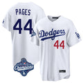 Los Angeles Dodgers #44 Andy Pages Player White REYNOLDS World Series Meet Home Game Stitched Jerseys
