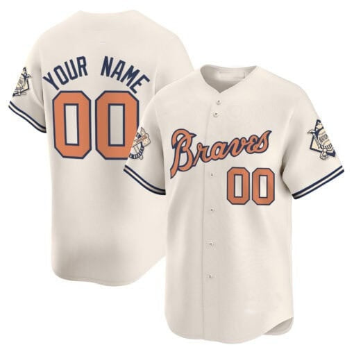 Custom Atlanta Braves Peaches n¡¯ Cream Vapor Premier Limited Jersey ¨C Cream REYNOLDS