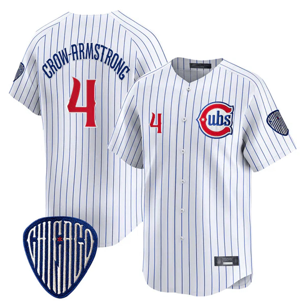 Chicago Cubs #4 Pete Crow-Armstrong Player White REYNOLDS Pinstripe Vapor Premier Limited Home Stitched Jerseys