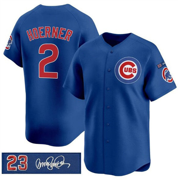 Chicago Cubs #2 Nico Hoerner Royal REYNOLDS 'Ryne Sandberg Tribute' Vapor Limited V3 Stitched Jersey