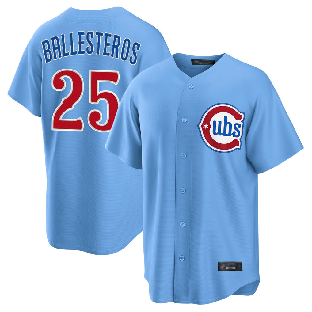 Chicago Cubs #25 Moises Ballesteros Player Light Blue REYNOLDS Home Game Stitched Jerseys