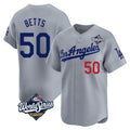 Los Angeles Dodgers #50 Mookie Betts Player Gray REYNOLDS World Series Limited Home Stitched Jerseys