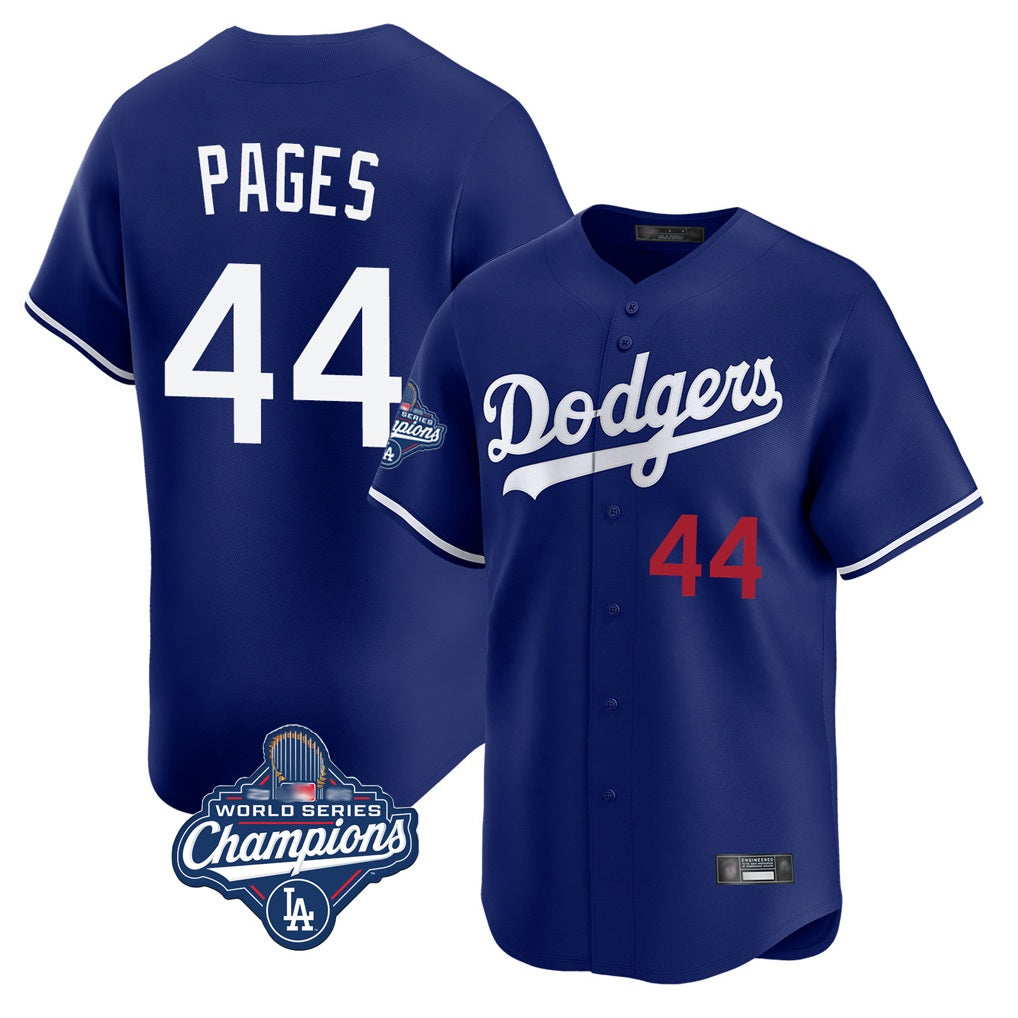 Los Angeles Dodgers #44 Andy Pages Player Royal REYNOLDS World Series Meet Limited Home Stitched Jerseys