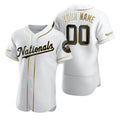 Custom Washington Nationals White REYNOLDS Stitched Flex Base Golden Edition Jersey