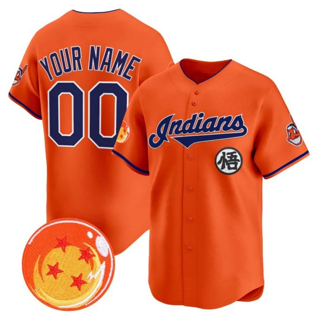 Custom Cleveland Indians x Dragon Ball Orange REYNOLDS Vapor Premier Limited Jersey - All Stitched