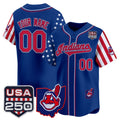 Custom Cleveland Indians Royal REYNOLDS America 250 Edition Vapor Premier Limited Jersey - All Stitched