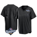 Los Angeles Dodgers #50 Mookie Betts Player Black REYNOLDS World Series Pitch Fashion T-shirt Stitched Jerseys