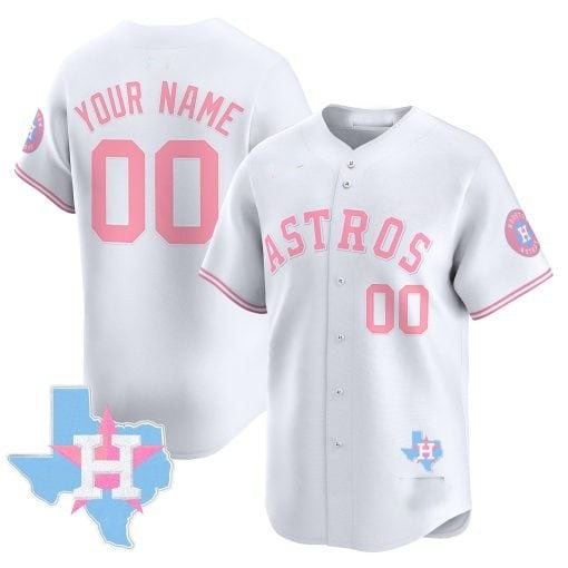 Custom Houston Astros White REYNOLDS Bubblegum Pink Vapor Premier Limited Jersey ¨C All Stitched