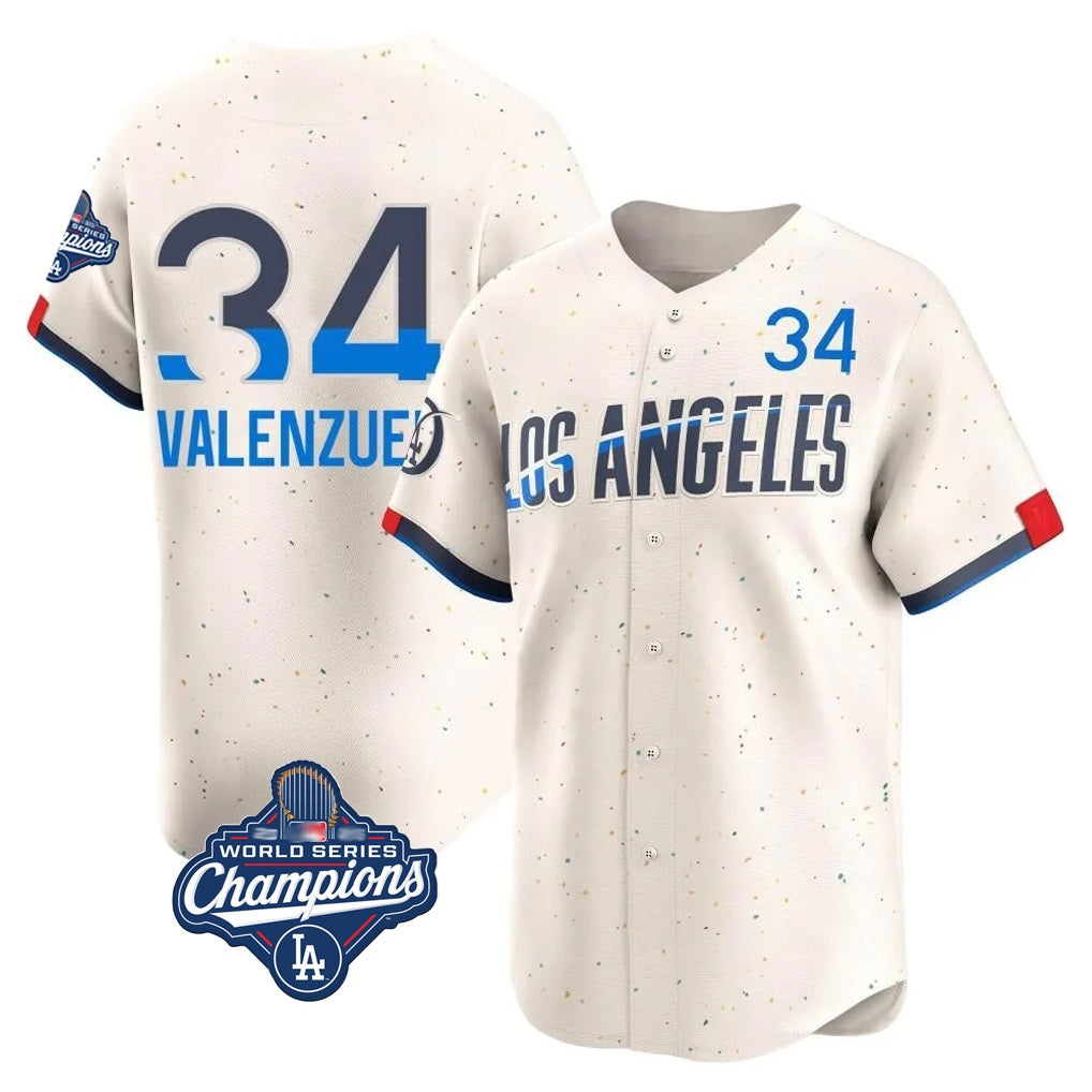 Los Angeles Dodgers #34 Fernando Valenzuela Player Cream REYNOLDS World Series Meet City Connect Limited Home Stitched Jerseys
