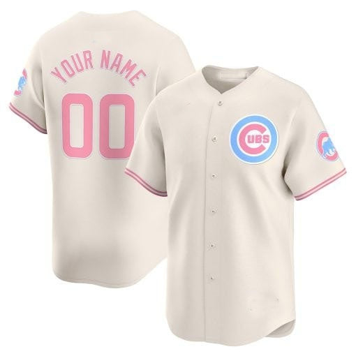 Custom Chicago Cubs Bubblegum Pink Vapor Premier Limited Jersey ¨C Cream REYNOLDS