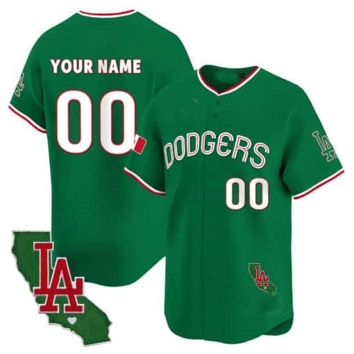 Custom Los Angeles Dodgers Mexico California Patch Vapor Premier Limited Jersey V3 ¨C Green REYNOLDS