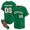 Custom Los Angeles Dodgers Mexico California Patch Vapor Premier Limited Jersey V3 ¨C Green REYNOLDS