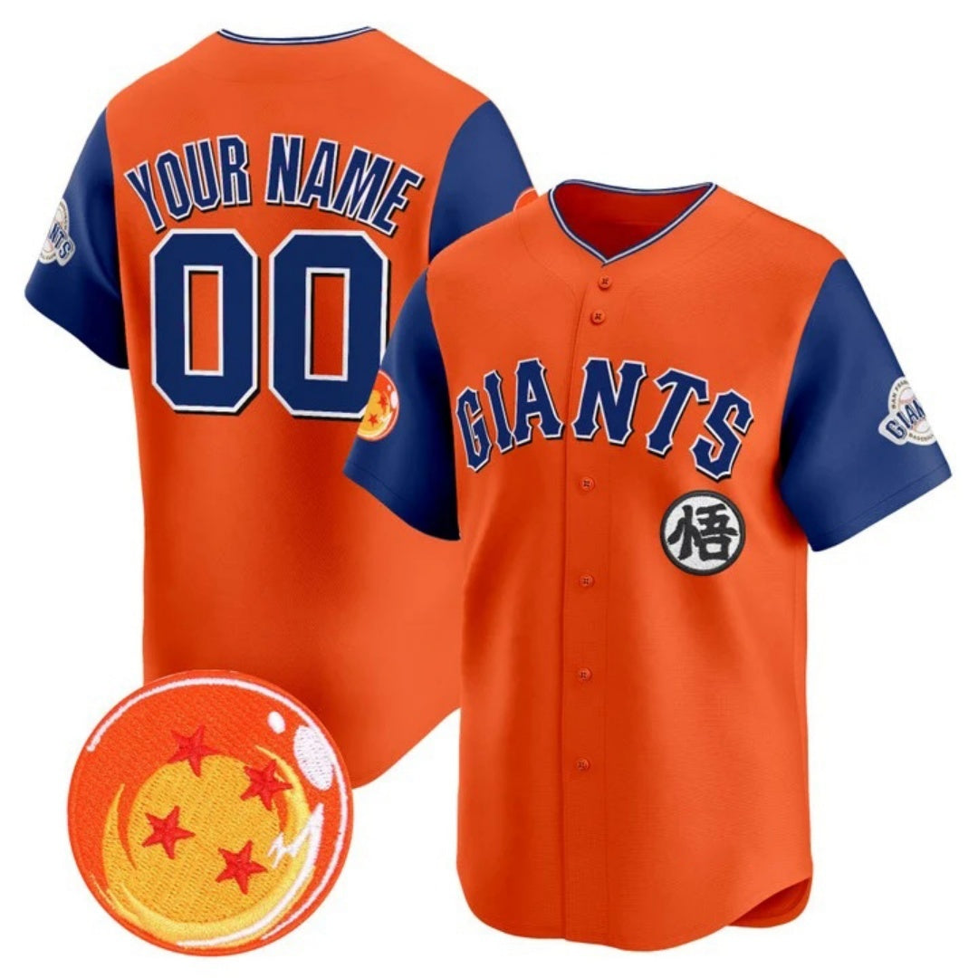 Custom San Francisco Giants x Dragon Ball Royal Orange REYNOLDS Vapor Premier Limited Jersey - All Stitched