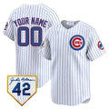 Custom Chicago Cubs 2024 Jackie Robinson Patch Vapor Premier Limited Jersey V2 ¨C White Alternate REYNOLDS