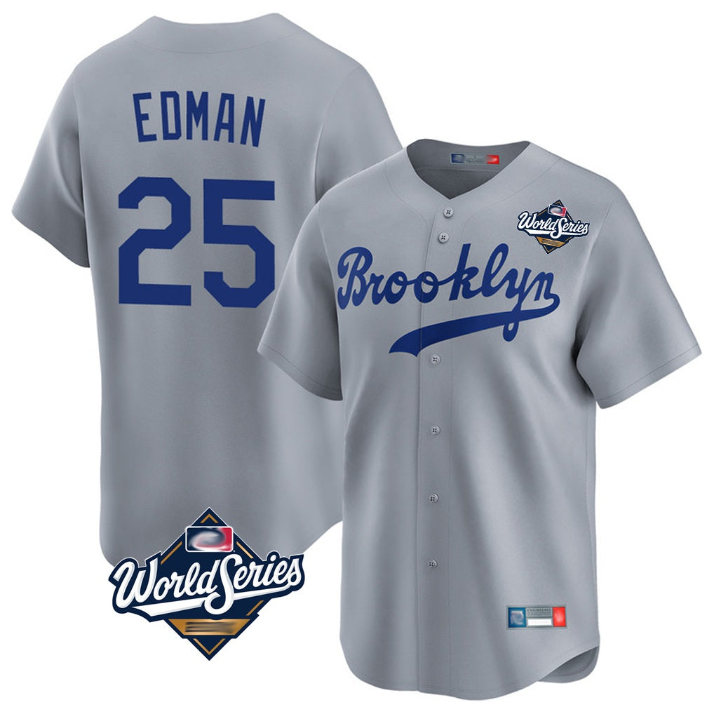 Los Angeles Dodgers #25 Tommy Edman Player Gray REYNOLDS World Series Game Limited Home Stitched Jerseys