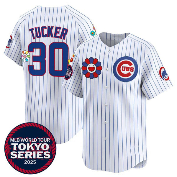 Chicago Cubs #30 Kyle Tucker White REYNOLDS 2025 Tokyo Series Limited Stitched Jersey