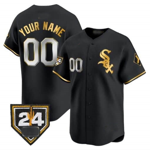 Custom Chicago White Sox 2024 Spring Training Patch Vapor Premier Limited Jersey ¨C All Stitched-Black Gold REYNOLDS