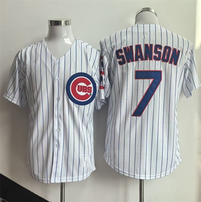 Chicago Cubs #7 Dansby Swanson White REYNOLDS Home Limited Stitched Jersey
