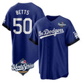 Los Angeles Dodgers #50 Mookie Betts Player Royal REYNOLDS World Series City Connect Home Game Stitched Jerseys