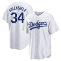 Los Angeles Dodgers #34 Fernando Valenzuela Player White REYNOLDS Game Home Stitched Jerseys