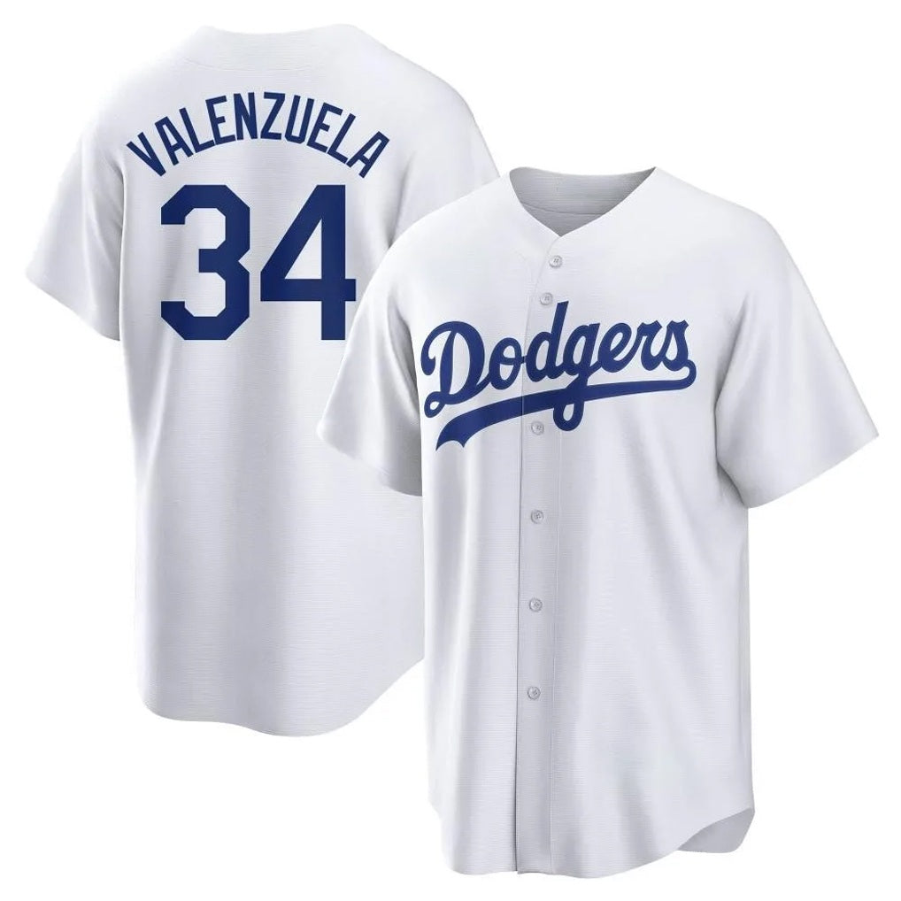 Los Angeles Dodgers #34 Fernando Valenzuela Player White REYNOLDS Game Home Stitched Jerseys
