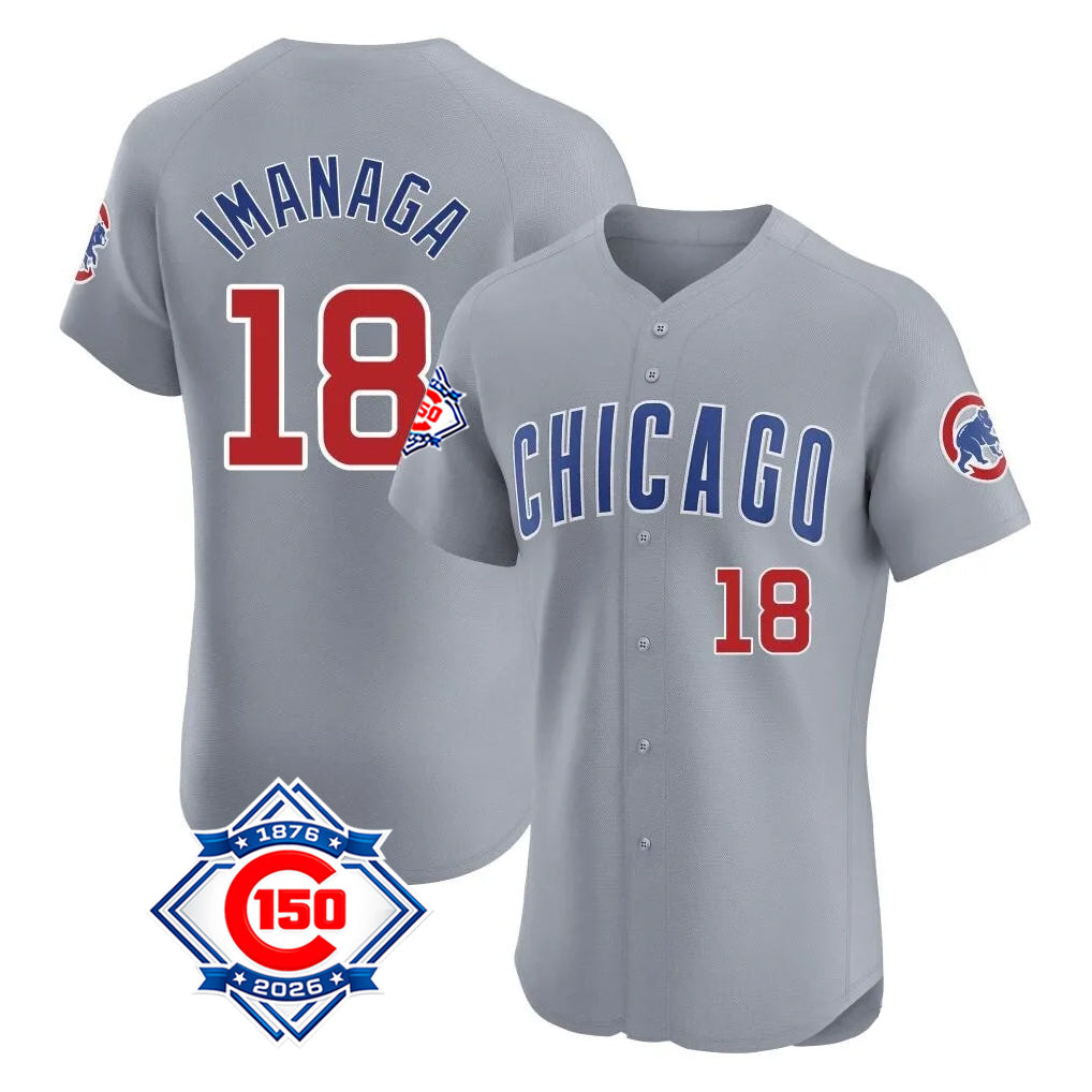 Chicago Cubs #18 Shota Imanaga Player Gray REYNOLDS Road 150th Anniversary Limited Elite Home Stitched Jerseys