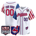 Custom Cleveland Indians White REYNOLDS America 250 Edition Vapor Premier Limited Jersey - All Stitched