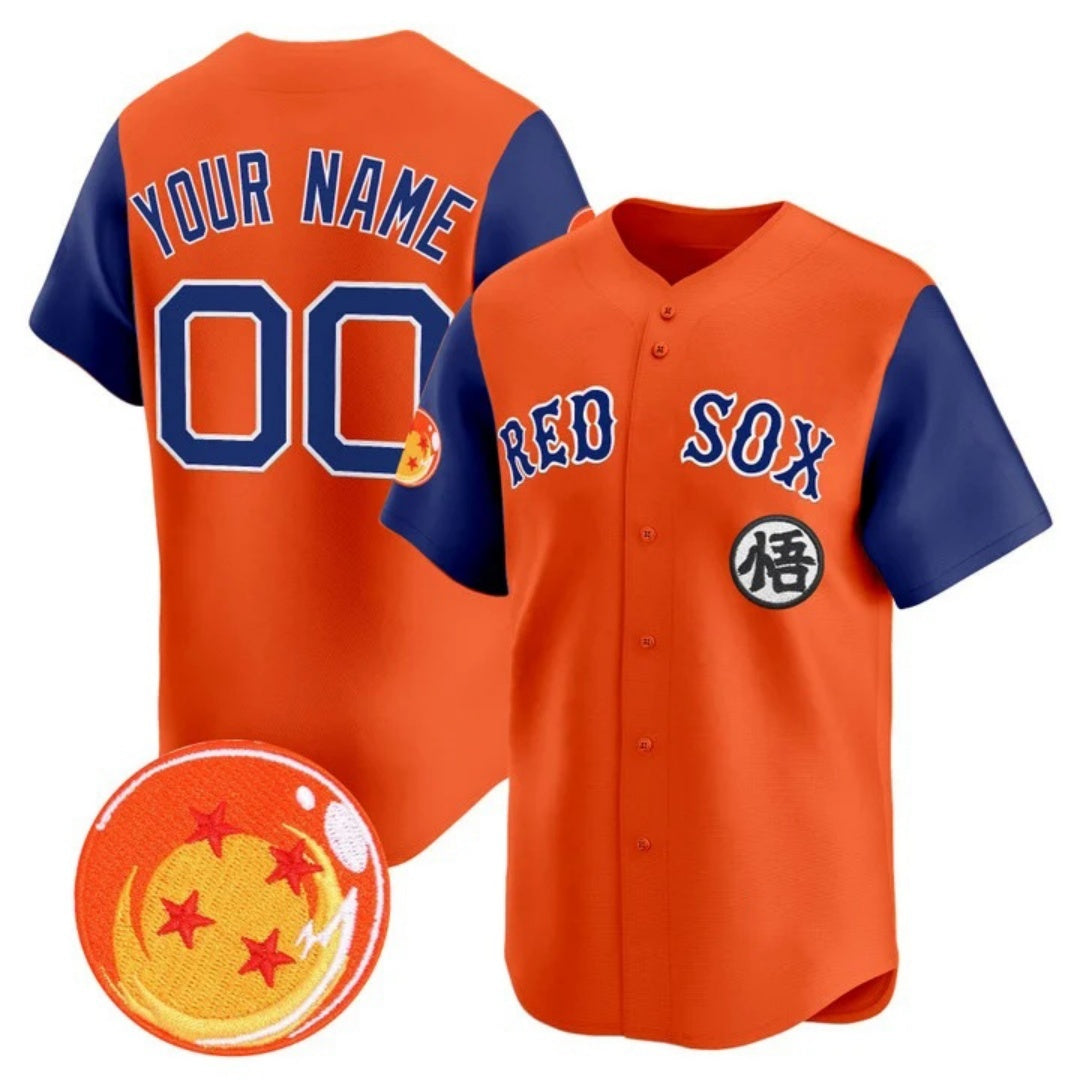 Custom Boston Red Sox x Dragon Ball Royal Orange REYNOLDS Vapor Premier Limited Jersey - All Stitched