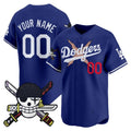 Custom Los Angeles Dodgers x One Piece Royal REYNOLDS Zoro Patch Vapor Premier Limited Jersey - Stitched