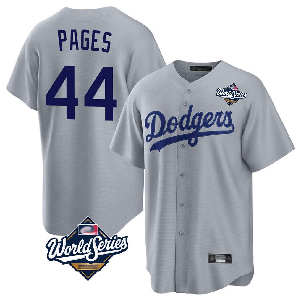 Los Angeles Dodgers #44 Andy Pages Player Gray REYNOLDS World Series Game Stitched Jerseys