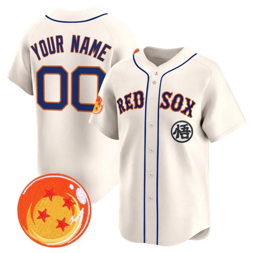 Custom Boston Red Sox x Dragon Ball Cream REYNOLDS Vapor Premier Limited Jersey - All Stitched