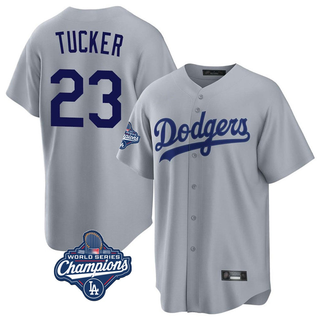 Los Angeles Dodgers #23 Kyle Tucker Player Gray REYNOLDS World Series Meet Game Stitched Jerseys