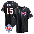 Chicago Cubs #15 Carson Kelly Player Black REYNOLDS Fashion Out 150th Anniversary Game Stitched Jerseys