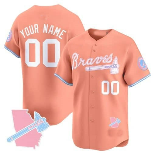 Custom Atlanta Braves Bubblegum Pink Vapor Premier Limited Jersey ¨C Peach REYNOLDS