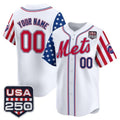 Custom New York Mets America 250 Edition Vapor Premier Limited White REYNOLDS Stitched Jerseys