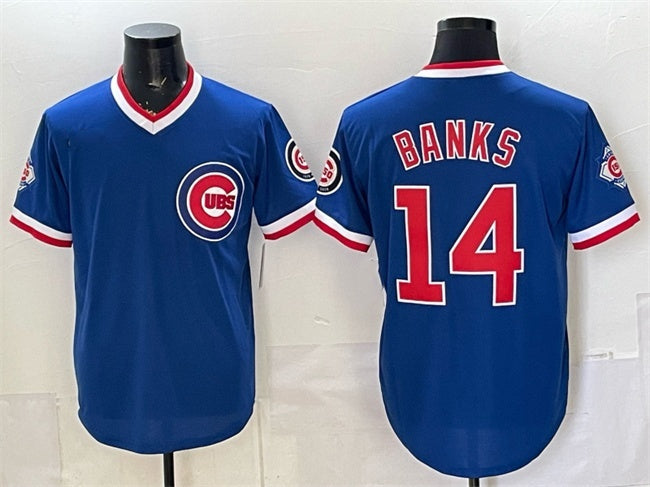 Chicago Cubs #14 Ernie Banks Royal REYNOLDS 150th Anniversary Throwback Vapor Limited Stitched Jersey