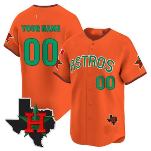 Custom Houston Astros Mexico Texas Patch Vapor Premier Limited Jersey V3 ¨C Orange REYNOLDS