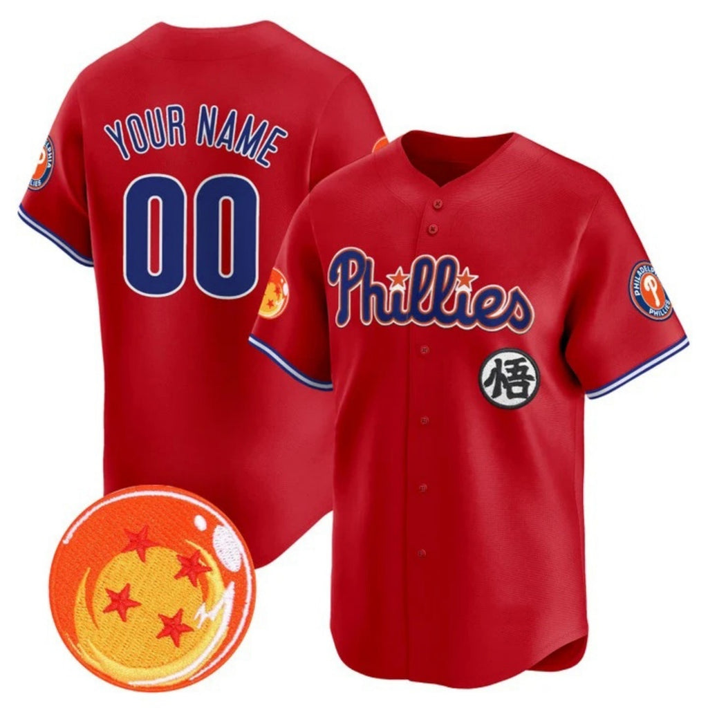 Custom Philadelphia Phillies x Dragon Ball Red REYNOLDS Vapor Premier Limited Jersey - All Stitched