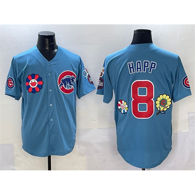 Chicago Cubs #8 Ian Happ Blue REYNOLDS 2025 Tokyo Series 2nd Alternate Limited Stitched Jersey
