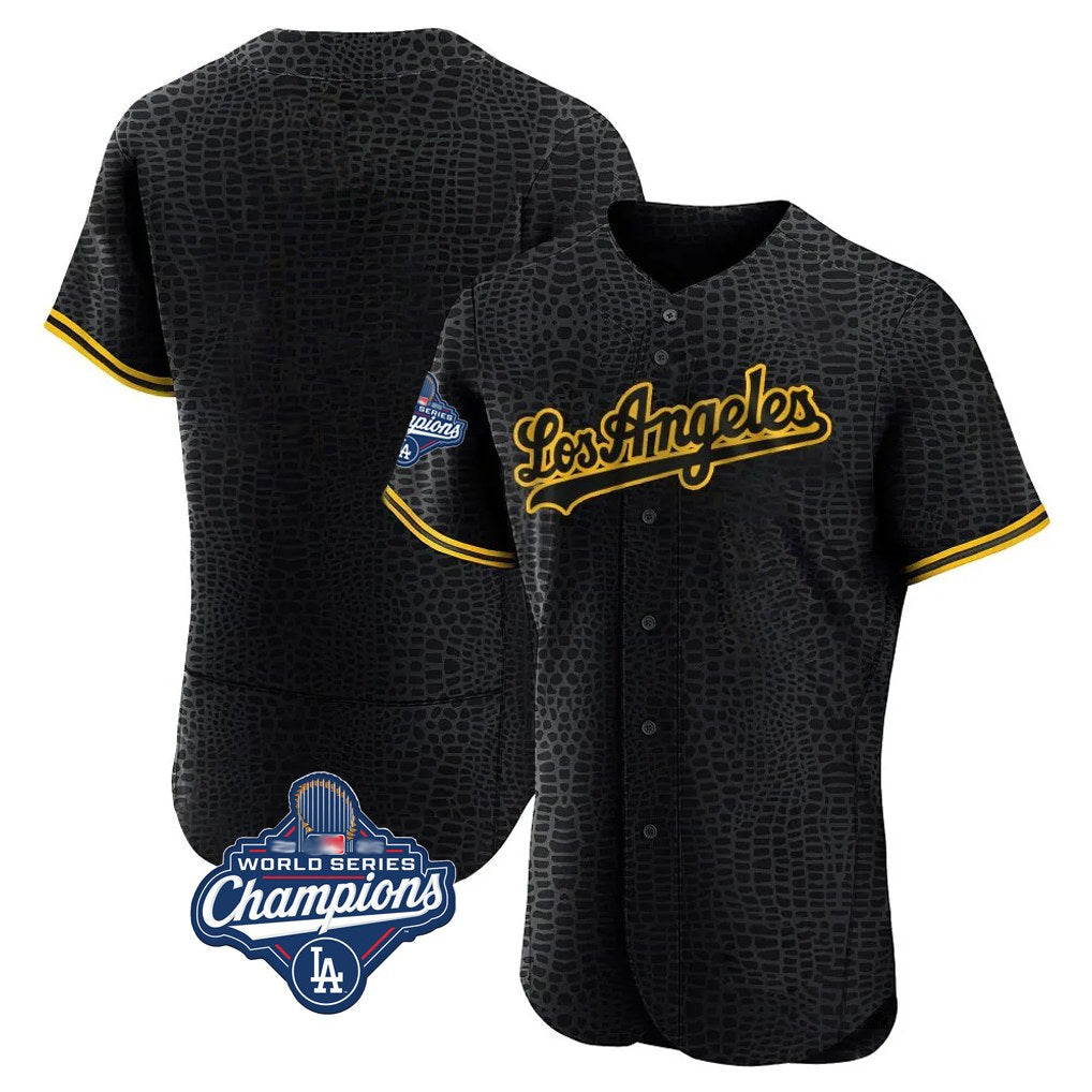 Los Angeles Dodgers Blank Player Black REYNOLDS Snake Skin City Limited Elite Home World Series Meet Stitched Jerseys